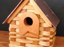 Amish Woven Basket Bird House w/Copper Roof