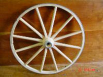 Functional – Wood Wagon Wheel – Small Cart Wooden Wagon Wheels – 10, 12, 14, 16, 18, or 20 inch with staggard spokes and steel sleeve