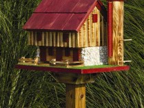 Amish Handcrafted Barn Bird Feeder w/ Silo