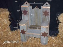 Amish Handcrafted Doll Chair Bench with Birdhouse Tips