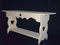 Home Decor – Unfinished Pine Coffee Table with Hearts