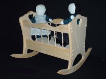 Child Play – Unfinished Pine Doll Cradle with spindles